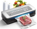 Vacuum Sealer Machine, 90kPa 120W Powerful Food Sealer Build-in Cutter and Bag Storage, Digital Countdown Display, Dry&Moist Mode, Wide Seal, 2 Bag Rolls & 5 Pre-Cut Bags for Food Saver (Silver)