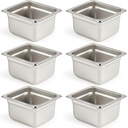 CURTA 6 Pack Anti-Jam Hotel Pans, 1/6 Size 4 Inch Deep, NSF Commercial 18/8 Stainless Steel Chafing Steam Table Pan, Catering Storage Metal Food Pan