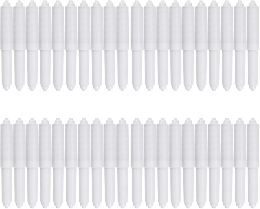 EXCEART 40 pcs White Toilet Paper Holder Roller - 10 Pack Spring Loaded Plastic Replacement Rod for Bathroom and Restroom Use