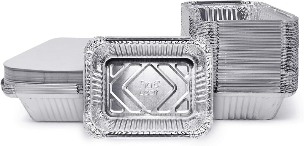 (120 Pack) Premium 1.5-LB Takeout Pans with Lids l Medium 7" x 5" x 2" l Heavy Duty Disposable Aluminum Foil for Catering Party Meal Prep Freezer Drip Pans BBQ Potluck Holidays