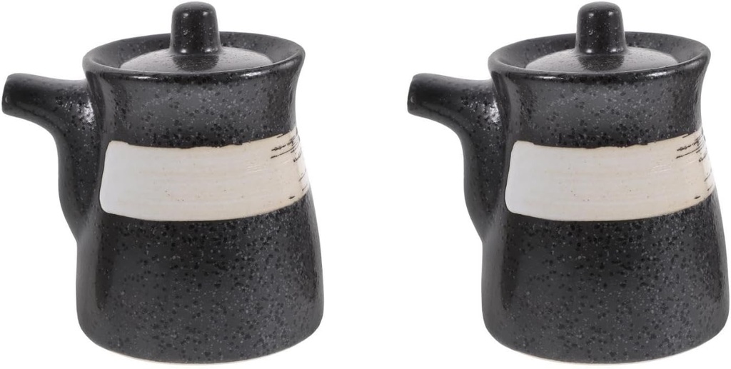 2PCS Soy Sauce Dispenser Ceramic Olive Oil Dispensers with Lid 160ML Syrup Dispensers Japanese style Sauce Bottle Seasoning Jar Sushi Sauce Container