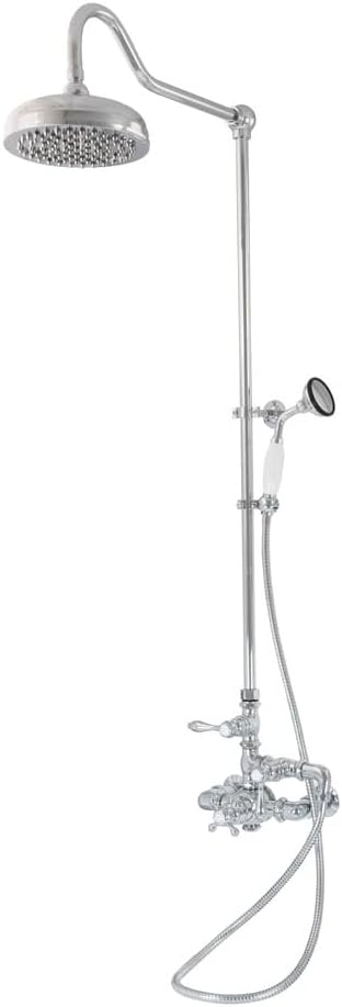 Strom Living Exposed Thermostatic Shower System 60" Wall Mounted with 1.75 GPM Handshower and Lever Handles in Chrome