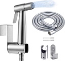 Handheld Bidet Sprayer Kit, Frap Stainless Steel Brushed Nickel Sprayer Toilet Bathroom Shower Head with 59 inch Hose and Wall Bracket Holder 3 Set (Note: linker not T valve Included)