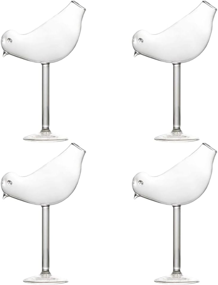 Angoily 4pcs Cocktail Glass Bird Glasses Shaped Cocktail Wine Glass Coupe Glass Goblet Cups Glassware for Home Bar Club Party