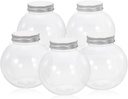 PRETYZOOM 5Pcs Christmas Candy Jar, Silver Round Ball Shaped Candy Storage Containers with Lid for Holiday Party Treats and Packaging