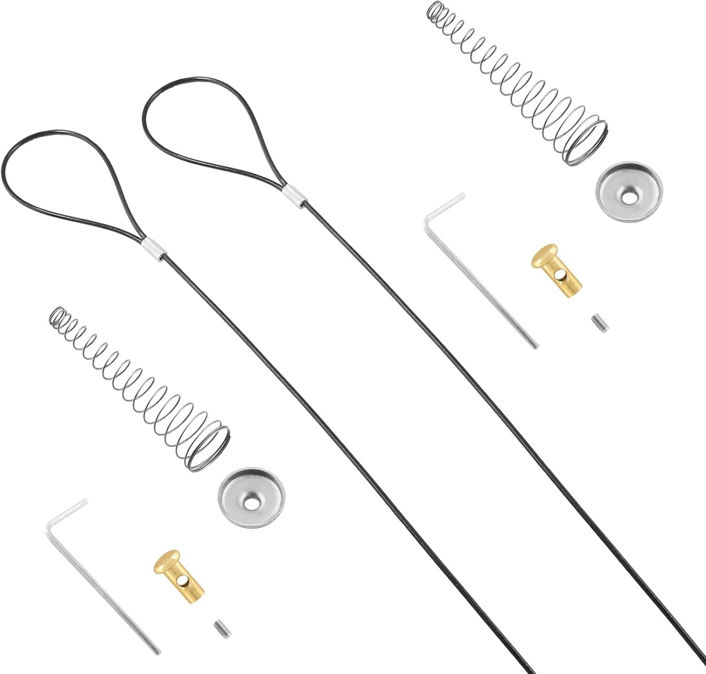 Biaungdo 2 Sets Gate Latch Cable Pull, Black Spring with Adjustable Door Latch Gate Opener for Metal Wooden Fence, Garden