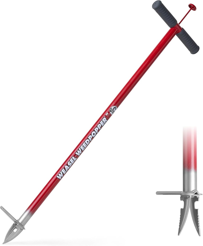 Garden Weasel WeedPopper Step & Twist - Long Handle | Easy Weeding and Puller Stand Up Tool | Dandelion and Crabgrass Remover, Heavy Duty Lawn Care | 95204