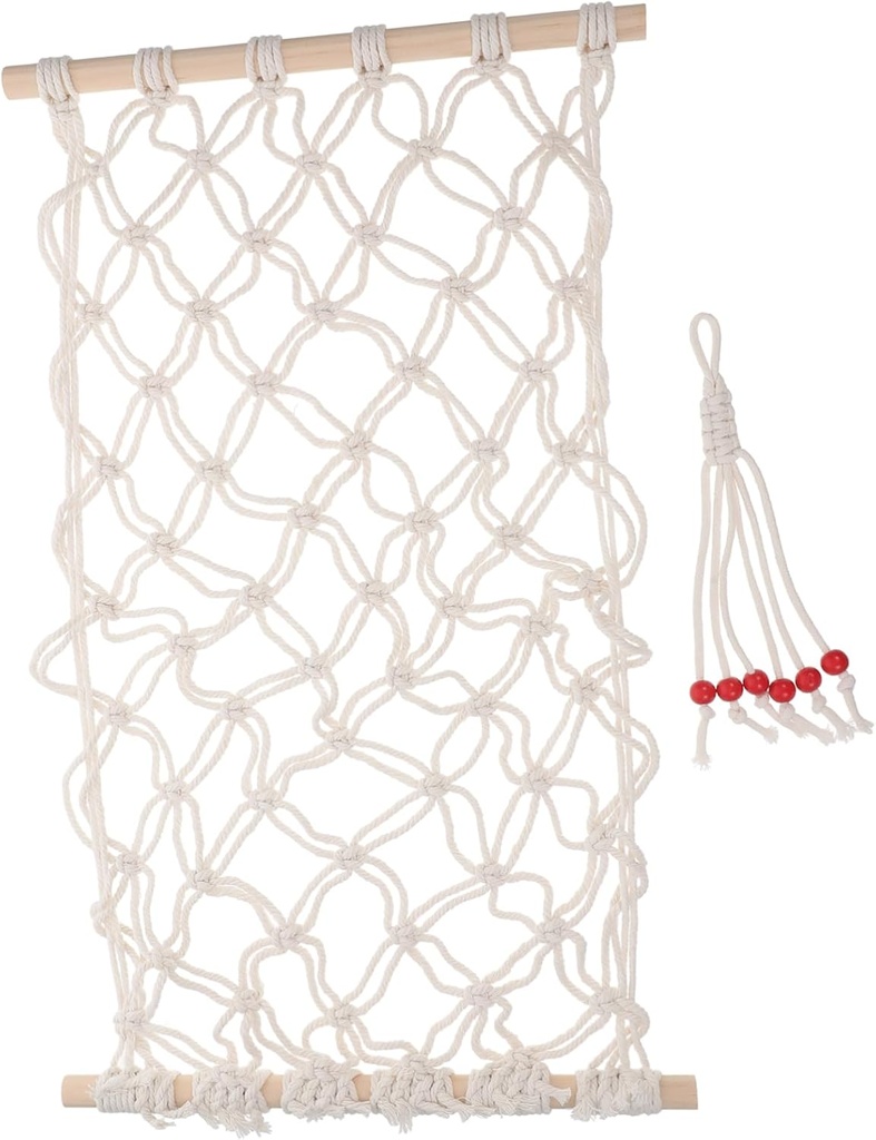 KICHOUSE 2pcs Hanging Fruit Hammock Handwoven Cotton Rope Storage Baskets with Banana Hanger for under Cabinet Fruit and Vegetable Organizer Stylish Kitchen Decor