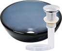 Miseno MVS-TIS-168-12 Marrone 12" Circular Glass Vessel Bathroom Sink and Pop-Up Drain Assembly - Grey/Chrome Drain