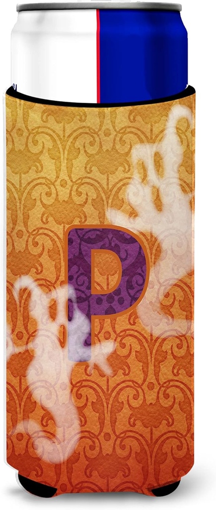 Halloween Ghosts Monogram Initial Letter P Ultra Beverage Insulators for slim cans