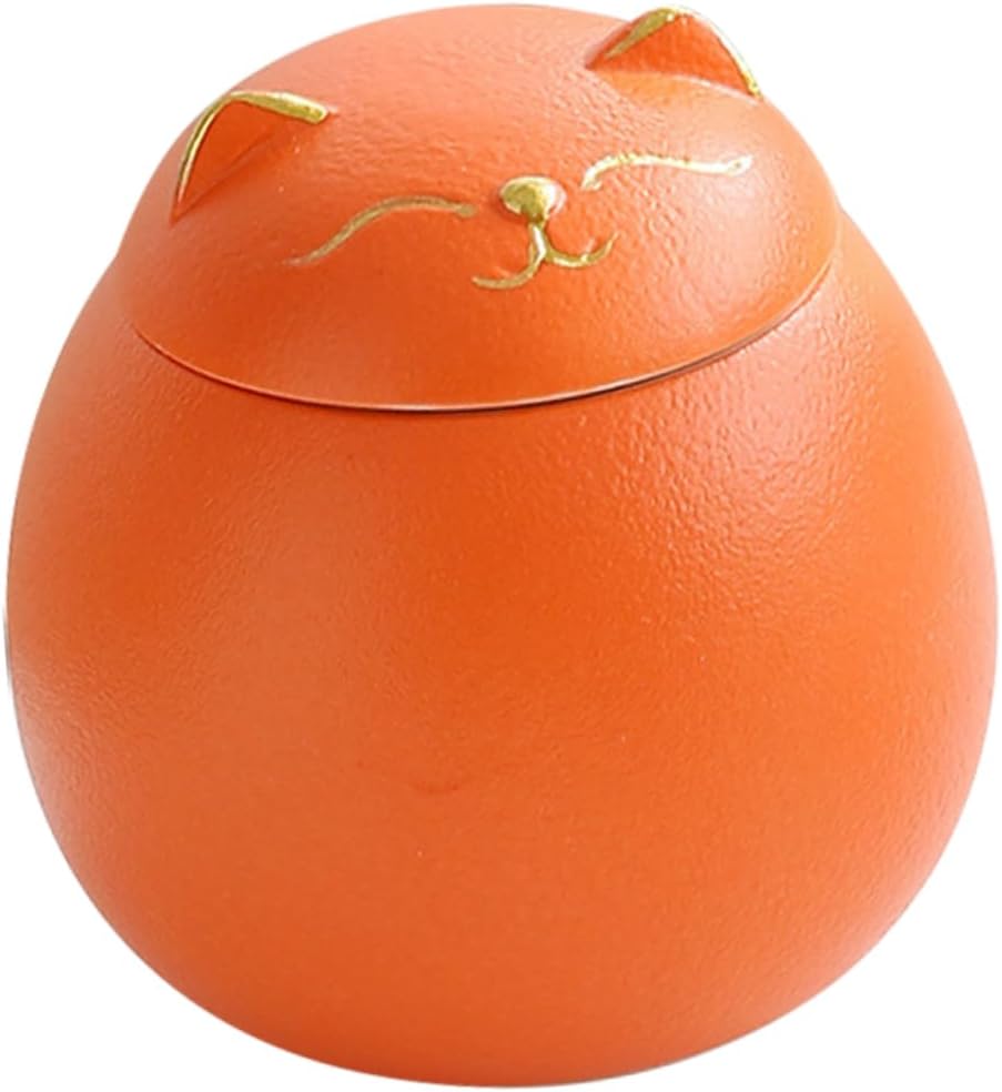 ABOOFAN Ceramic airtight jar loose leaf tea pot fortune cat statue candy jar cat treat Ceramic Tea Holder food storage vintage tea kettle Tea Storage Canister coffee ceramics teahouse