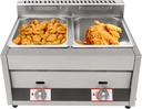 Commercial Gas Deep Fryer, 10.6QT Stainless Steel Countertop Large Capacity Dual Tank Fryer for Restaurant Use, Liquefied Gas Use Counter Top Double pot fryer with 2 Baskets and Lids
