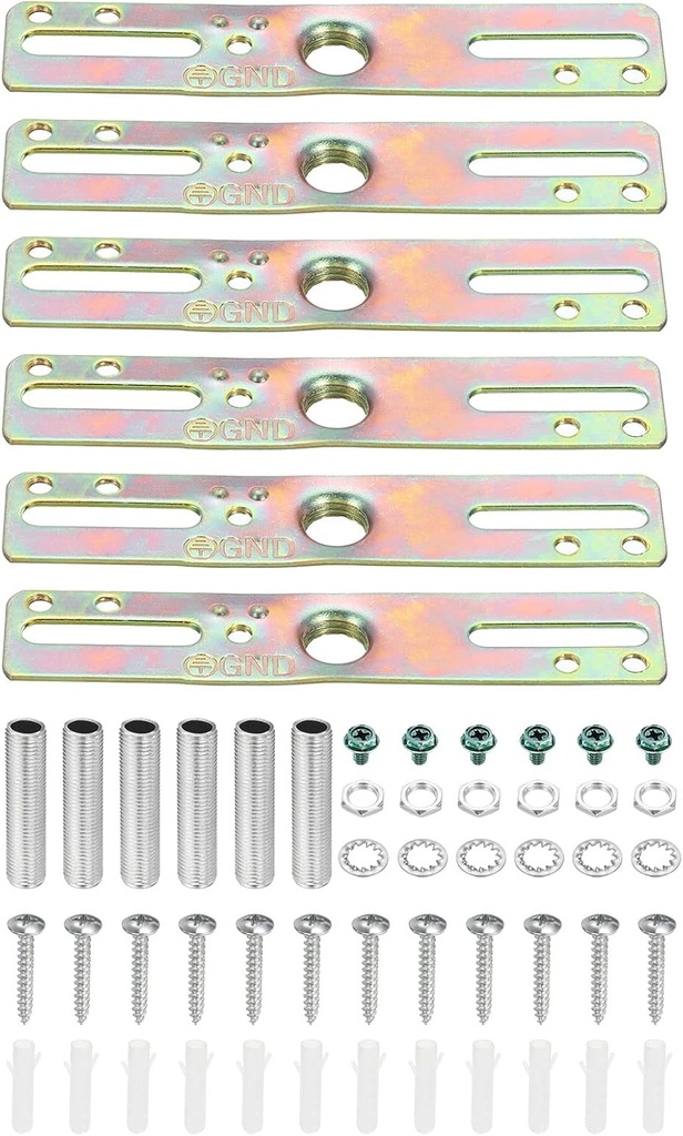 PATIKIL 4" Ceiling Light Plate Kit, 6 Pack Light Crossbar Mounting Bracket Universal Lamp Fixture Hardware Set for Chandelier Wall Light, Zinc Plated