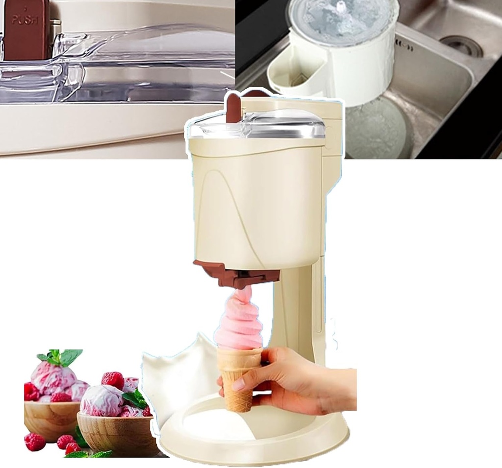 Soft Ice Cream Machine,With Transparent Lid,Large Capacity,Automatic Ice Cream Maker,Easy To Use,for Home Kitchen