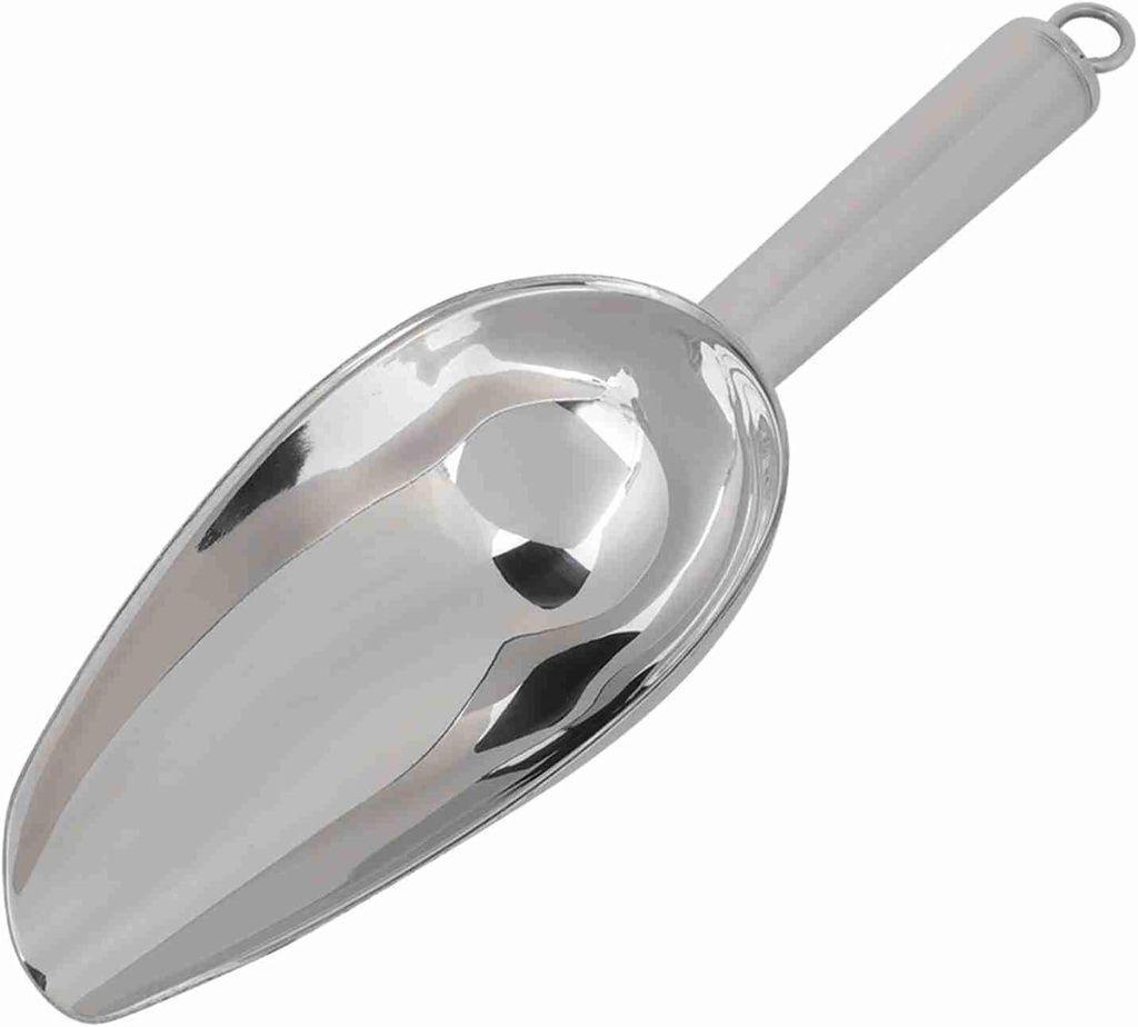 Stainless Steel Ice Scoop Food Scoop Multifunctional Shovel for Kitchen Bar Party Premium Material Anti Wear Durable Elegant Design Mirror Polish Surface (18OZ)