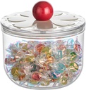 30oz Plastic Candy Dish with Airtight Lid for Office Desk, Clear Food Storage jar for cookies, Snacks, Pantry Organization