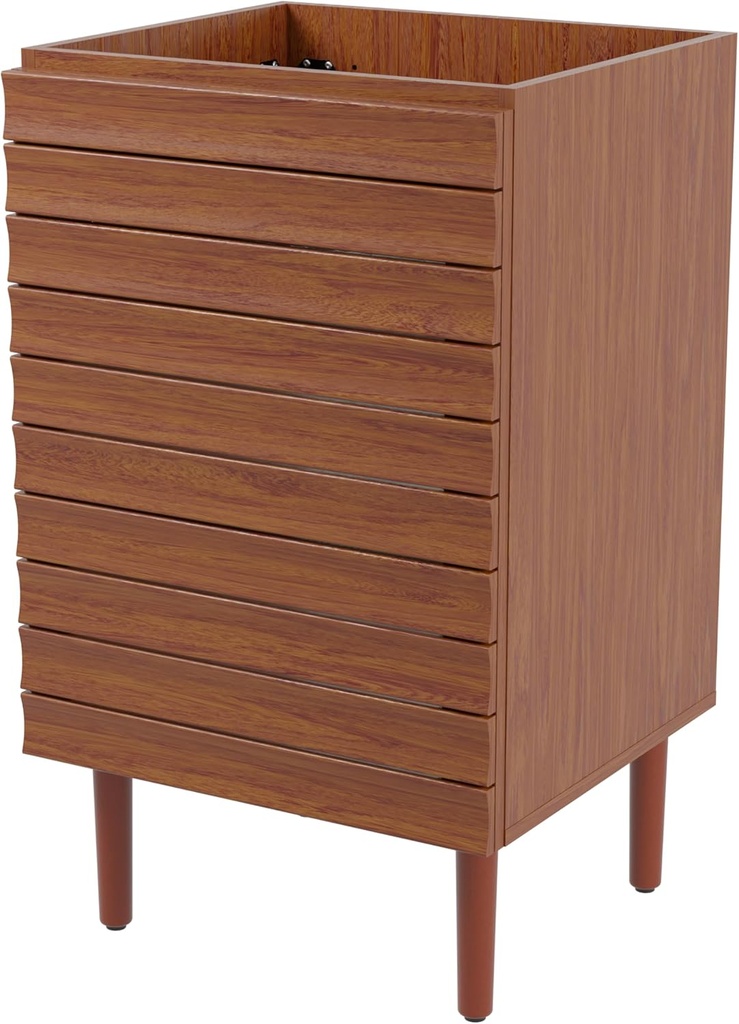 JONATHAN Y VAN1000B Aubert 20 in. W x 18 in. D x 33 in. H Thick Linear Slat Modern Farmhouse 2-Shelf Bath Vanity Cabinet Only (Sink Basin not Included), Walnut