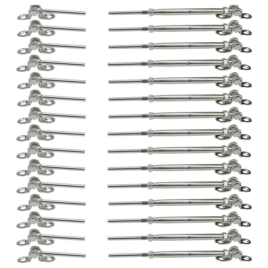 20 Pairs Cable Railing Hardware Kit,Stainless Steel Cable Railing kit,for 1/8 Cable Railing System, Adjustable Angle,T316 Marine Grade