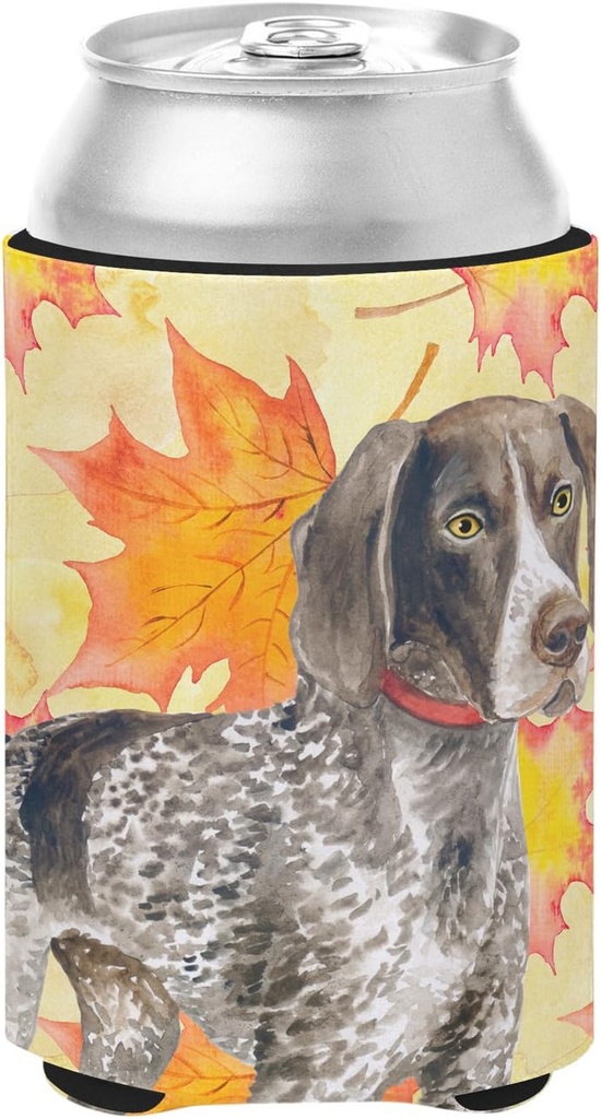 Caroline's Treasures BB9902CC German Shorthaired Pointer Fall Can or Bottle Hugger, Yellow Cooler Washable Drink Sleeve Collapsible Beverage Insulated Holder, Can Hugger, Multicolor