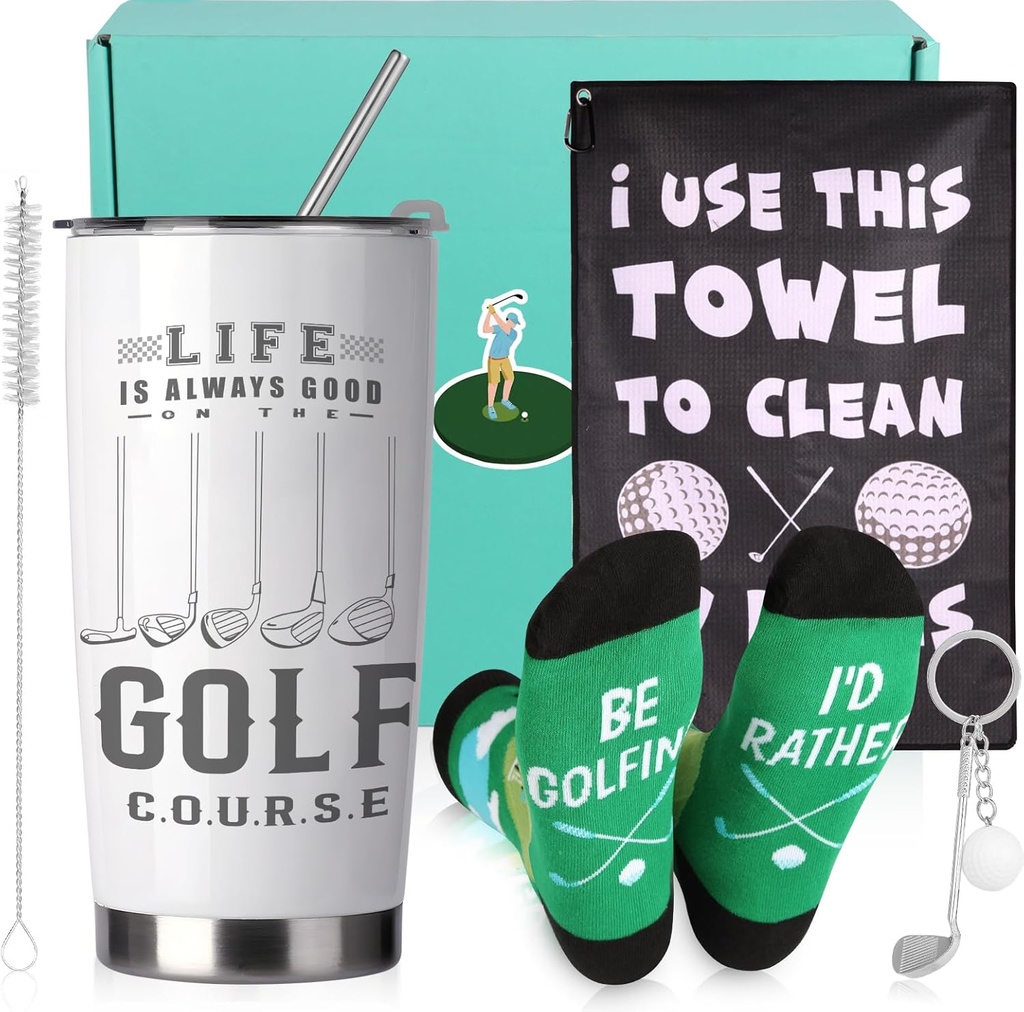 Golf Gifts for Men, Fathers Day Golf Gifts, Golfing Gifts Basket for Golfer Lovers,Funny Golfer Gift for Him Dad Uncle, Husband Boyfriend, 20 Oz Golfing Cup Tumbler