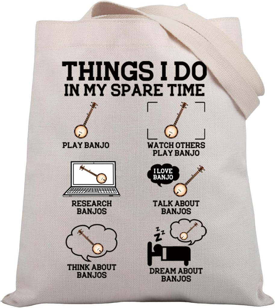 BDPWSS Banjo Lover Tote Bag Things I Do In My Spare Time Banjo Player Gift Musician Lover Travel Pouch Bluegrass Music Gift