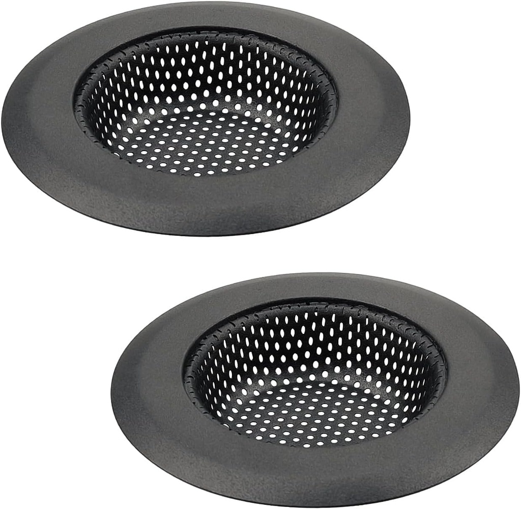 Mi hogar Sink Drain Strainer 2 Pack, 4.5” Wide Rim Stainless Steel & Silicone Sink Stopper Basket, Food & Hair Catcher for Kitchen, Bathroom, Utility, Tub Drains – Rustproof & Easy to Clean