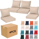 Outdoor Deep Seat Cushions for Patio Furniture 24 x 24 X 5 Inch, Set of 4, Waterproof Patio Chair Cushion with Fade Resistant Removable Cover, Suitable Loveseat Couch Sectional Sofa, Khaki