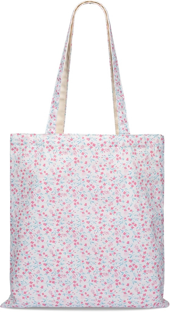 STUOYE Canvas Tote Bag for Women Cute Cotton Tote Bags Floral Travel Beach Tote Bag Reusable Grocery Bags Cloth Shoulder Bag