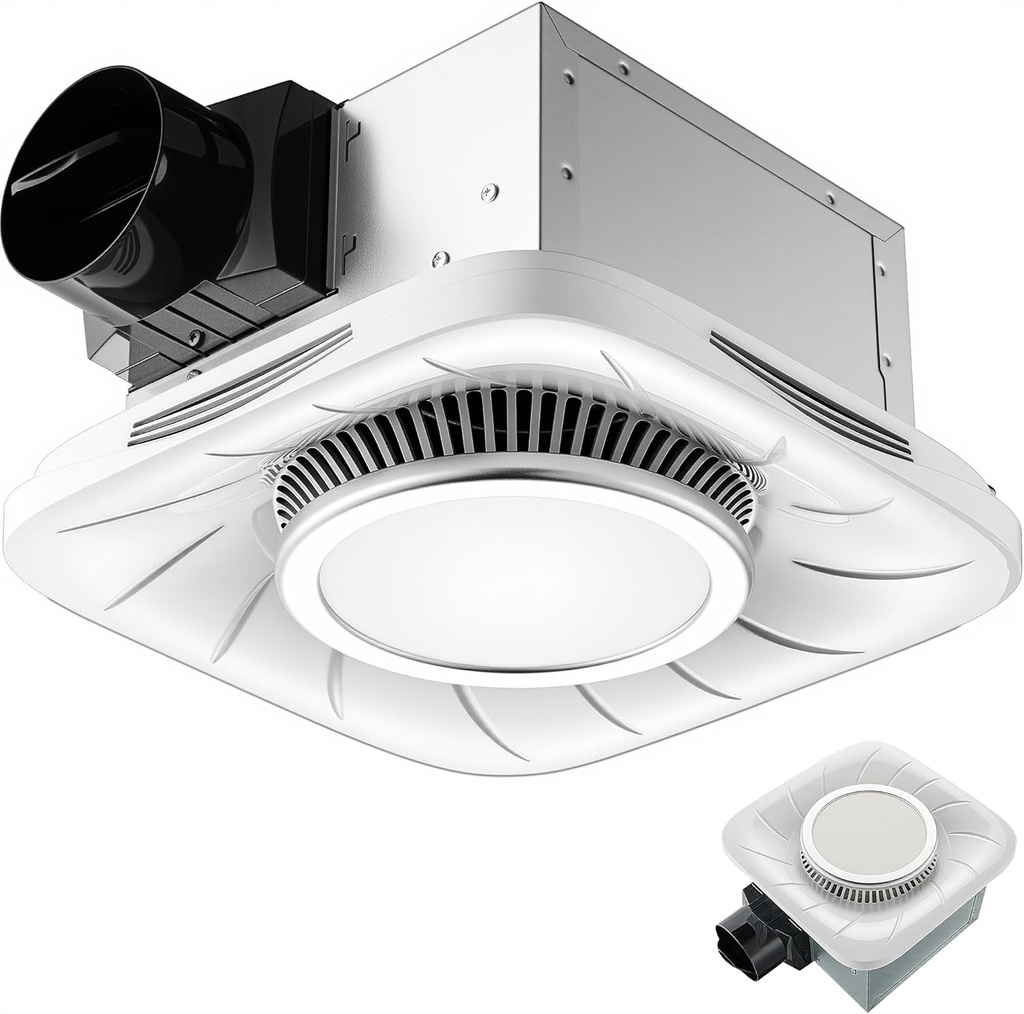 Bathroom Exhaust Fan with 11W 6000K LED Light Combo, 110 CFM 45W Household Ventilation Fans, 420Lm Nightlight & 1.5 Sone Quiet Bath Vent Fan for Home Shower with Metal Housing, Ceiling Mount