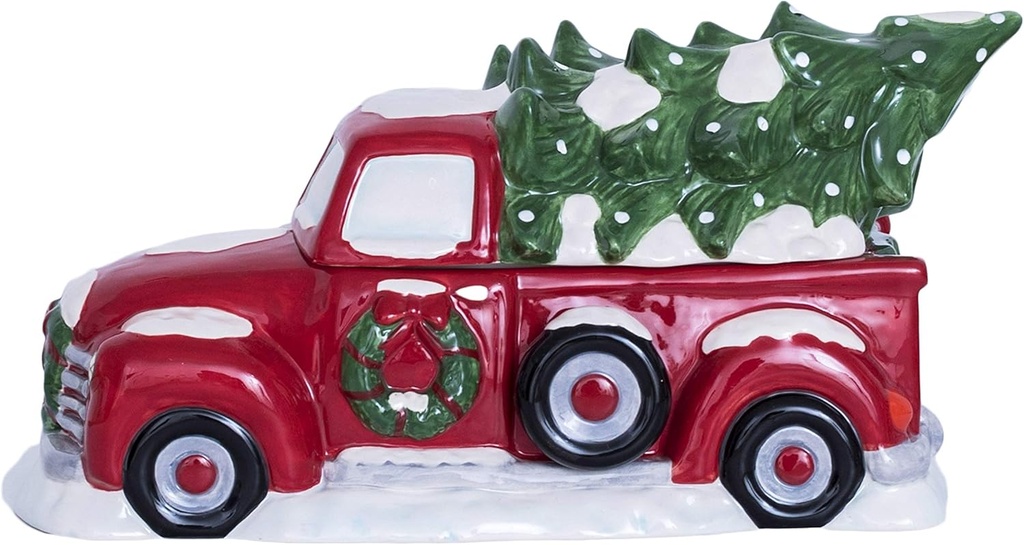 Blue Sky Ceramics Christmas Truck Cookie Jar, Multi