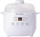 TAYAMA 1 Qt. White Mini Ceramic Stew Cooker with Pre-Settings and Built-In Timer, Small