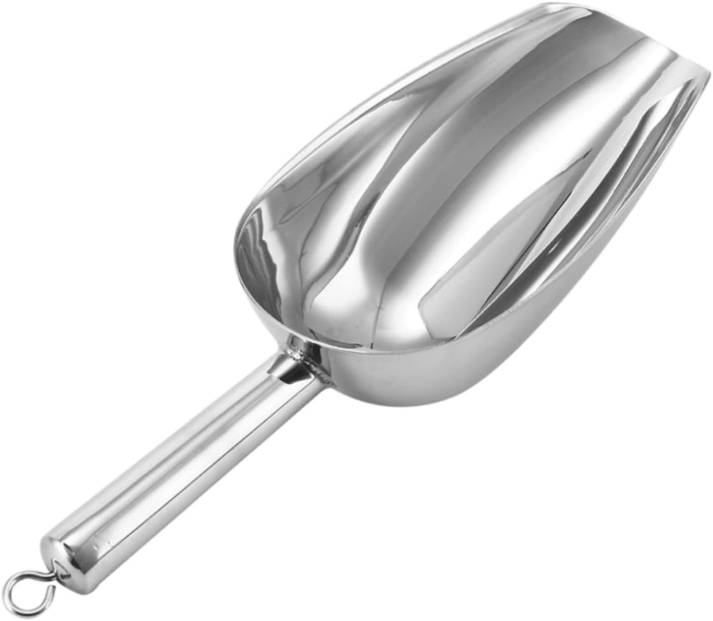 Stainless Steel Ice Scoop for Ice Cream Ice Cube Multipurpose Flour Scoop Smooth Surface Hanging Hole