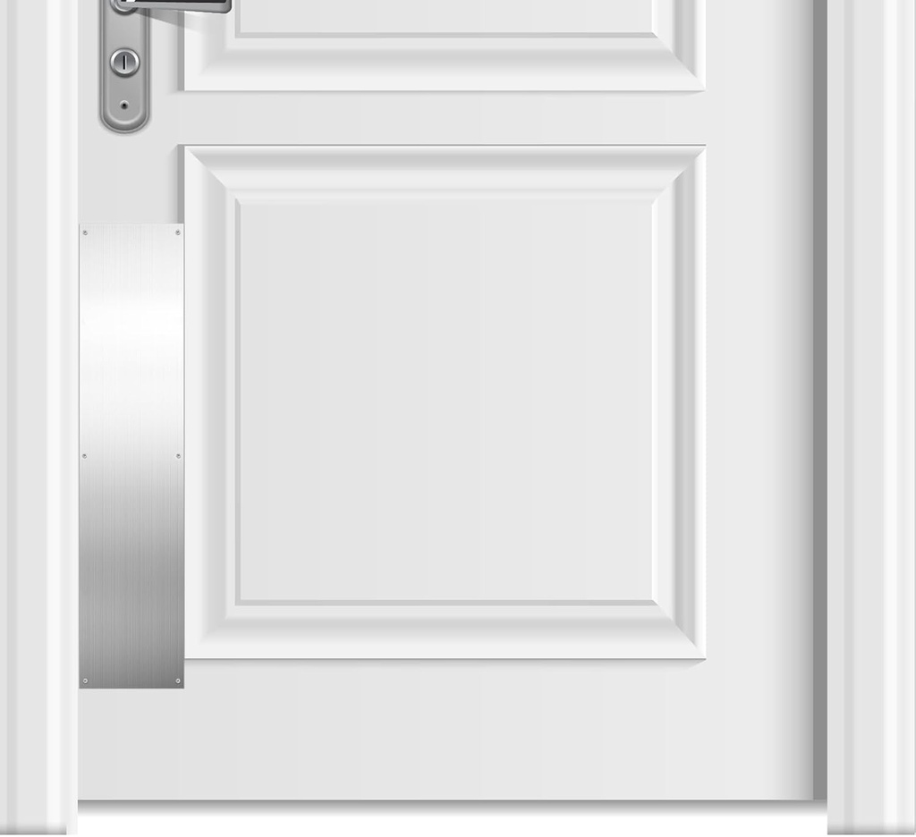 Fabbay 2 Pieces Door Kick Plate Kick Plates for Exterior Doors Aluminum Kick Plate for Doors Decor Avoid The Door from Kicking(Grey Silver,4 x 16 Inch)