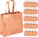 Juvale Reusable Grocery Bags - Medium Glossy Rose Gold Tote Bags 13.8 x 11.8 x 4.7 in - Shiny Reusable Tote
