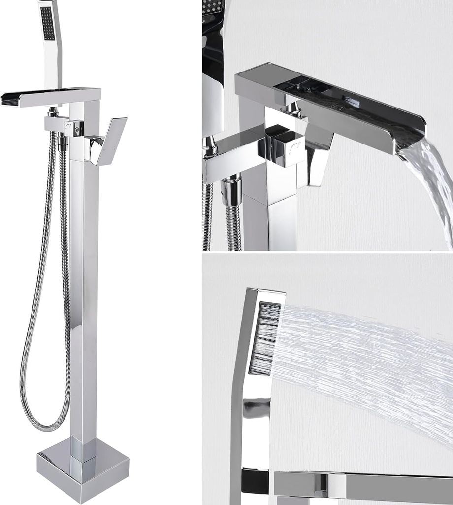 Free Standing Tub Faucet,Brass,Waterfall Water Flow,Bathtub Faucet,Freestanding Tub Faucets,Bath Faucet for Tub