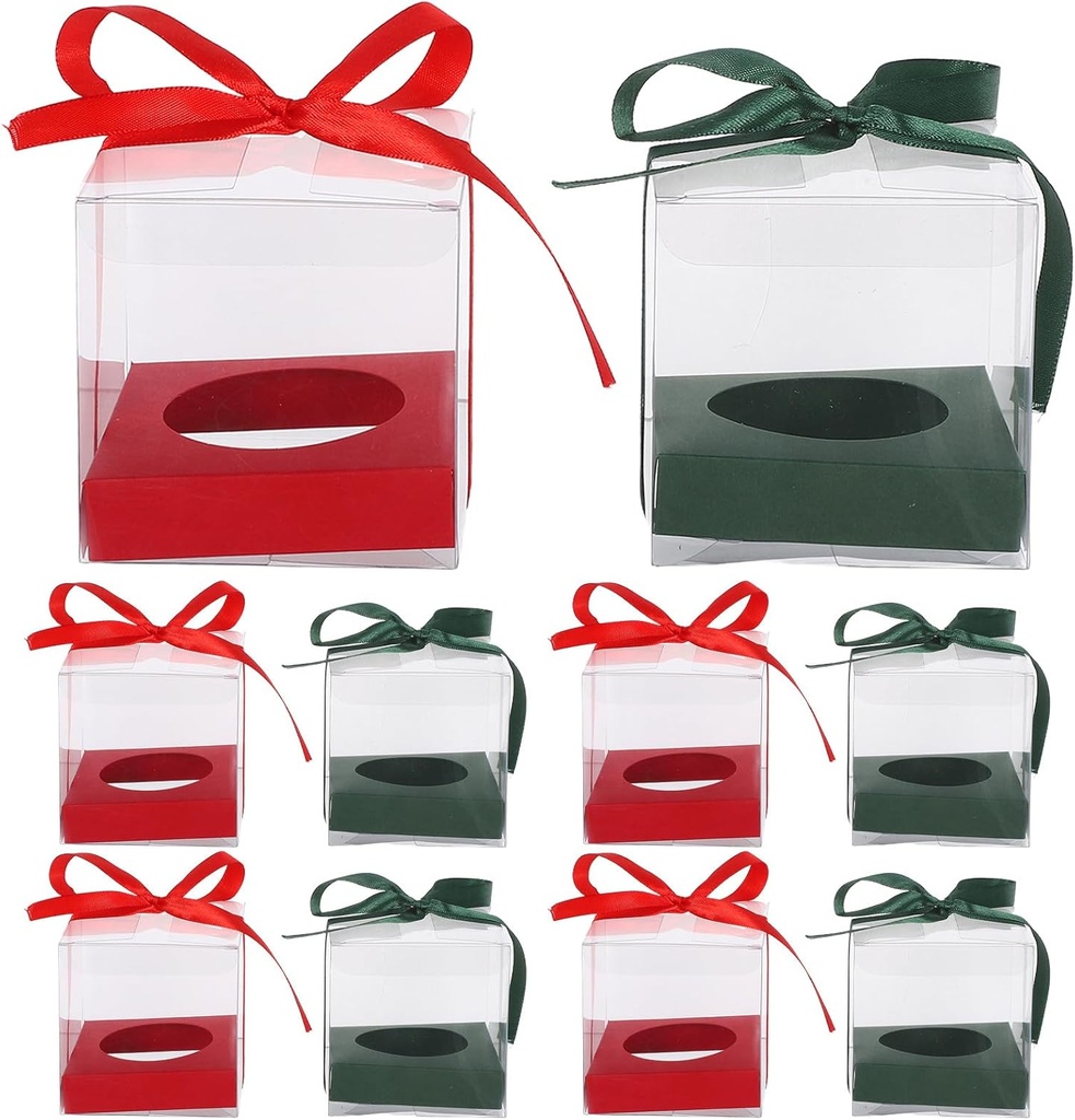 Alipis 24pcs Clear Cupcake Boxes: Individual Muffins Cupcake Holders - Single Bakery Boxes - Homemade Pastry Dessert Containers With Ribbon