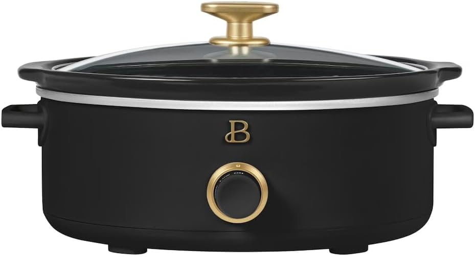Beautiful 2.5 Qt Dip and Serve Manual Slow Cooker, Black Sesame by Drew Barrymore