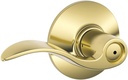 Schlage Accent Lever Bed and Bath Lock in Bright Brass with Bright Chrome Interior
