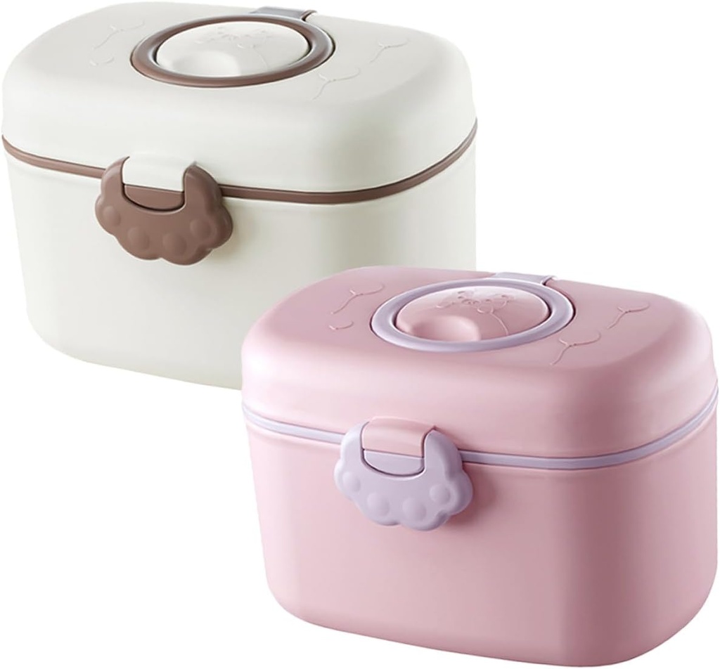 2 pcs Portable Baby Formula Dispenser Handle and Scoop Waterproof Milk Powder Container for Travel Pink and Pattern