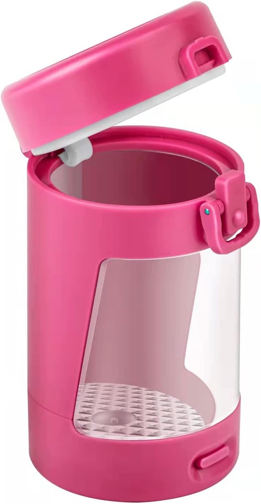 Mini Magnifying Viewing Jar with LED Light Airtight Transparent Light-Up Glass Storage Stash Jar With Mag Lid Smell Proof (Pink)