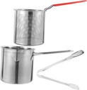 Zerodeko Stainless Steel Multi-Function Deep Fryer Fry Basket Mini Cooking Pot for Home Use Comfortable to Hold Handle Suitable for Frying Seafood and Chicken