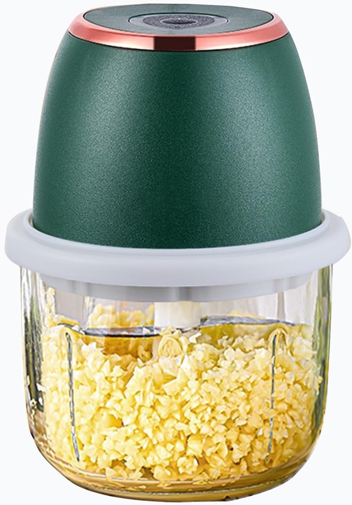 Small Food Processor, Electric Vegetable Chopper, Garlic Masher, for Chopping, Grinding, Mixing and Meal Preparation, 6-blade Stainless Steel Blade(Green)