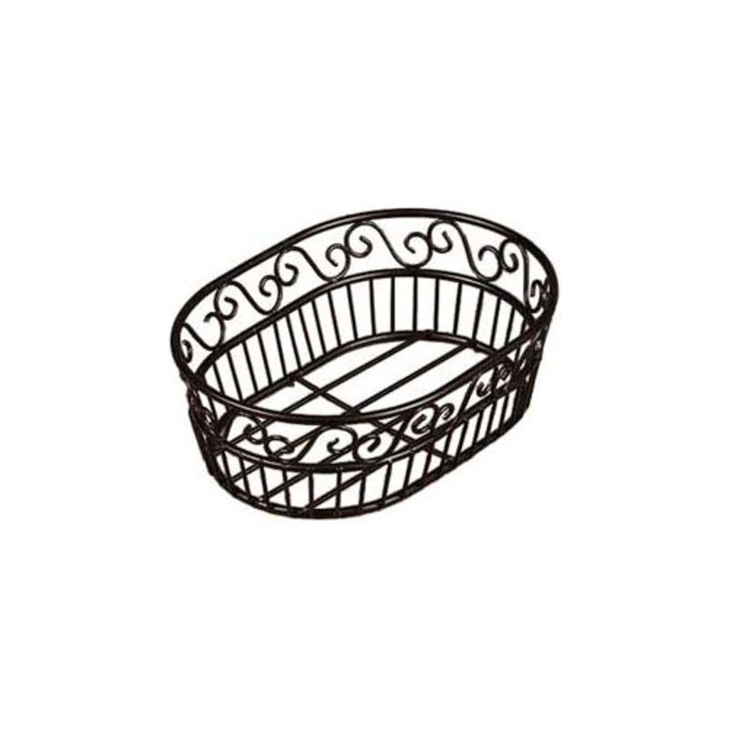 American Metalcraft 9" Wrought Iron Oval Bread Basket w/Scroll Design
