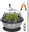 iPower 19 inch Bud Leaf Bowl Trimmer, Twisted Spin Cut for Flowers and Plants with Sharp Stainless Steel Blades, Clear Visibility Dome, 6.5" Gardening Pruner Included