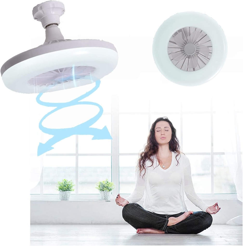 Ceiling Fan, Modern LED Flush Ceiling Fans，E27 Hidden Ceiling Fan，Best Ceiling Fans Lamp for Bedrooms, 30W White Light, Diameter 26CM Fan Lights (Power : 110V, Size : with Base)
