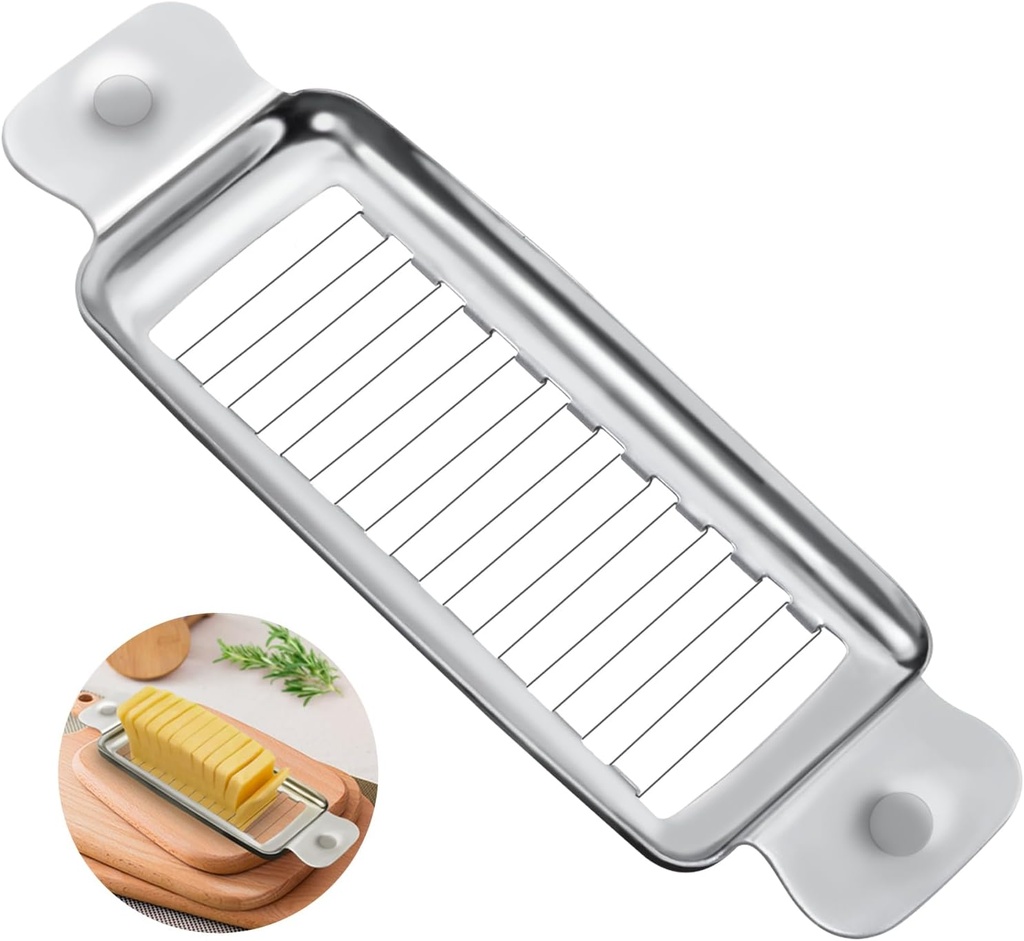 ENLOY Stainless Steel Butter & Cheese Slicer - Multipurpose Food Cutter With Ergonomic Handle for Block Cheese - 1/4 Inch Slices on Average - Dishwasher Safe