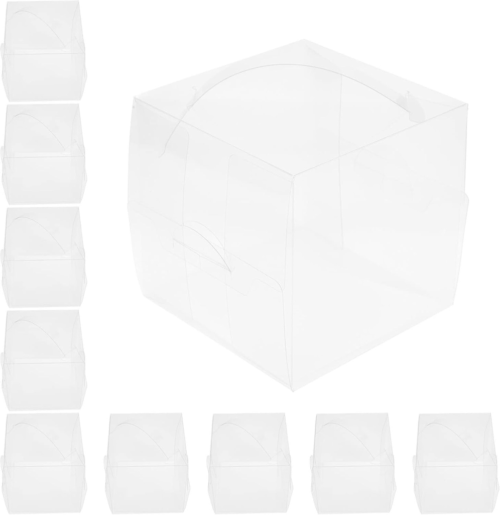 10pcs Clear Cake Carrier Boxes Transparent Cake Containers Handle for Birthday Easy to Use for Bakeries Parties and Home Baking -Grade Material