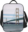 Insulated Lunch Bag for Women Men Mackinac Suspension Bridge Lunch Box Leak-Proof Cooler Food Lunch Container for Work Travel Outdoor