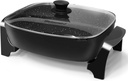 Elite Gourmet EG-6203# Extra Deep 16"x13"x3.2" (10.5Qt.) Scratch Resistant, Easy Pour Spout Dishwasher Safe, Non-stick Electric Skillet with Glass Vented Lid, Adjustable Temperature, Black