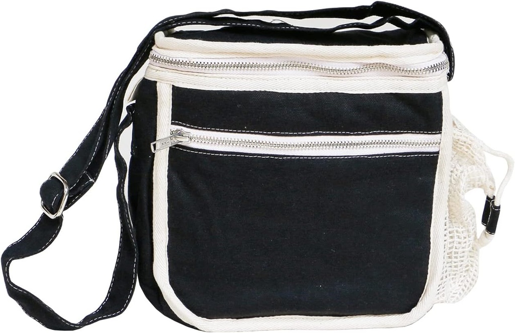 Simple Ecology Organic Canvas Lunch Bag – GOTS Certified, Washable, Reusable, Eco Friendly, Durable Lunch Tote (Insulated 9H × 8W × 4.5D in.) – Black